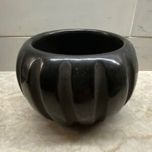 Signed Santa Clara Pueblo Blackware Melon Bowl – Roybal